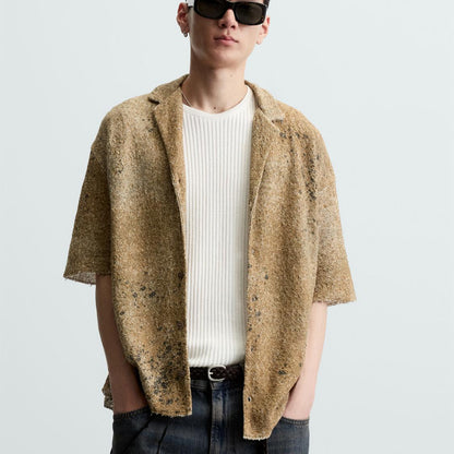 Abstract Print Knit Shirt