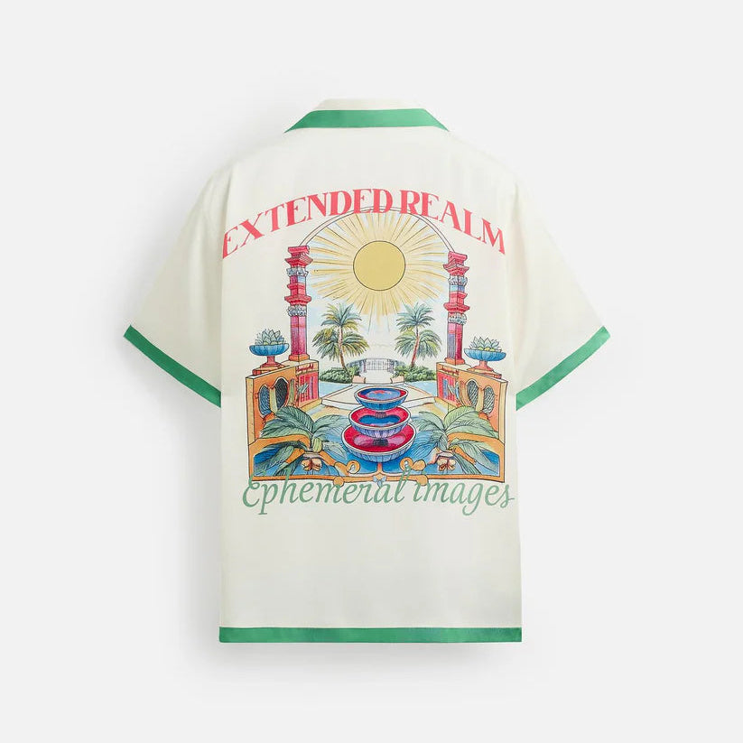 Contrast Stripe Satin Shirt - Green