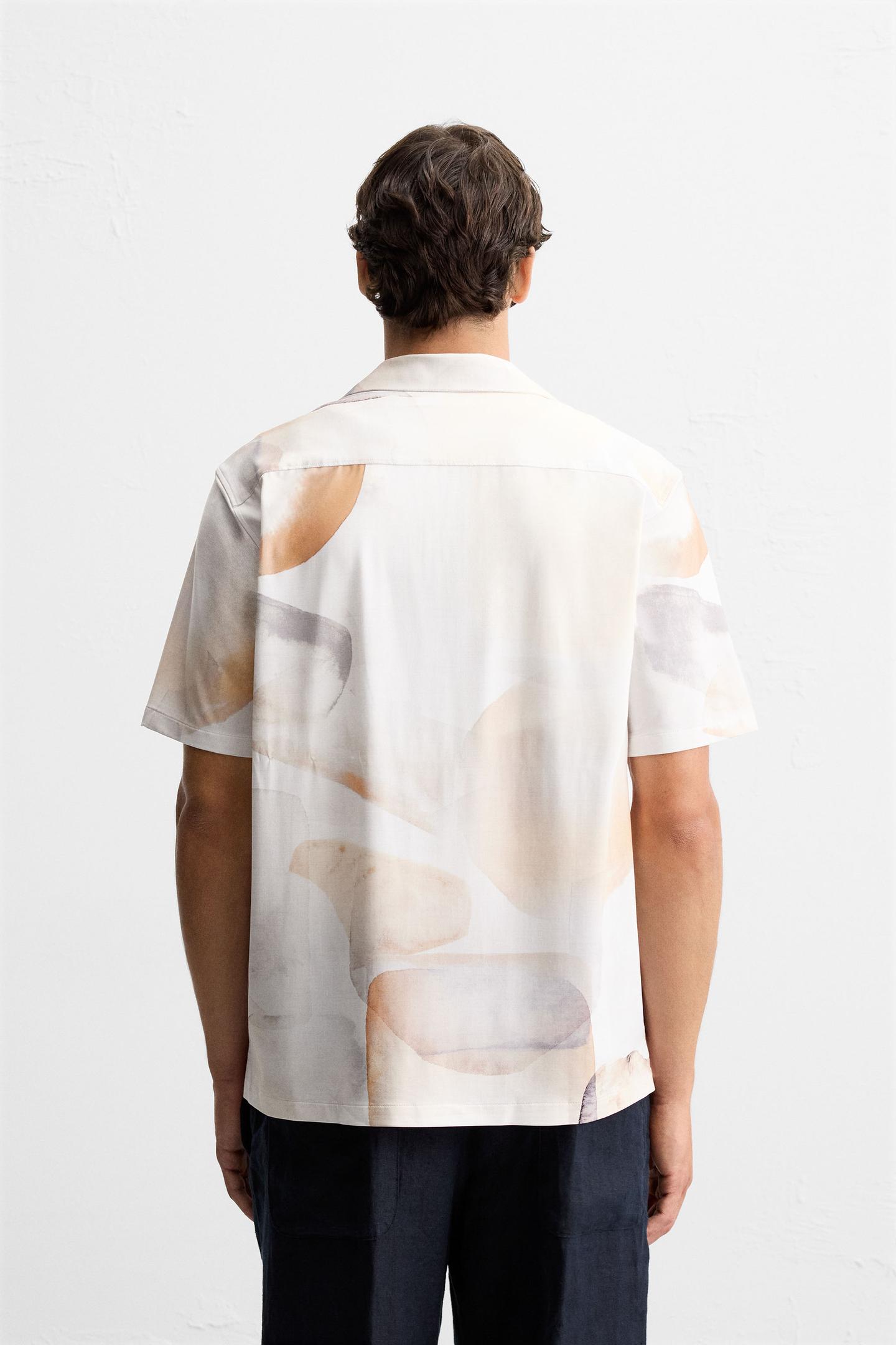 ABSTRACT PRINT STRETCH SHIRT
