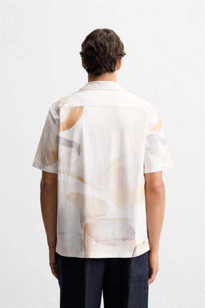 ABSTRACT PRINT STRETCH SHIRT