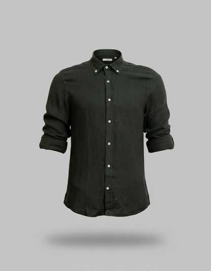 Buffon Linen Long Sleeve Shirt - Black