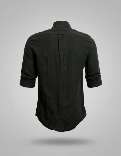 Buffon Linen Long Sleeve Shirt - Black