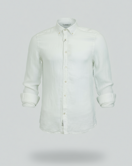 Buffon Linen Long Sleeve Shirt - White