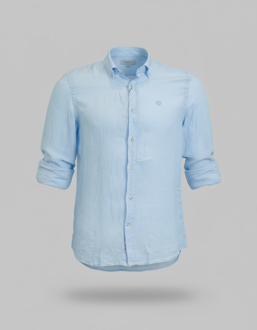 Buffon Linen Long Sleeve Shirt - Light Blue