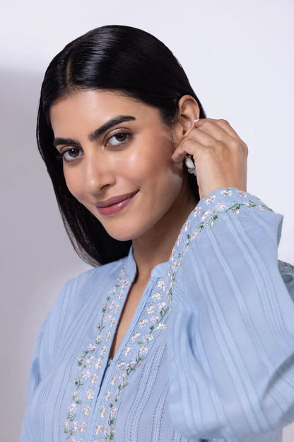 Embroidered | Leno Kurta