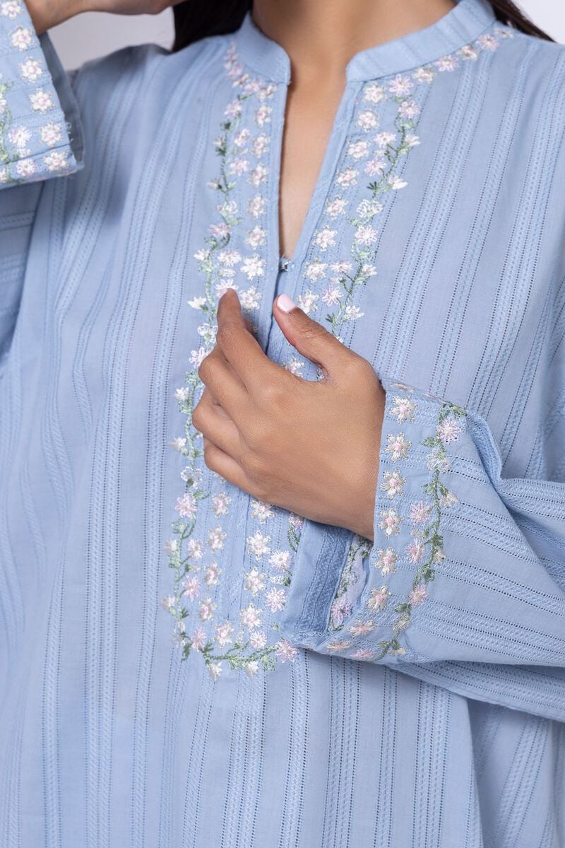 Embroidered | Leno Kurta