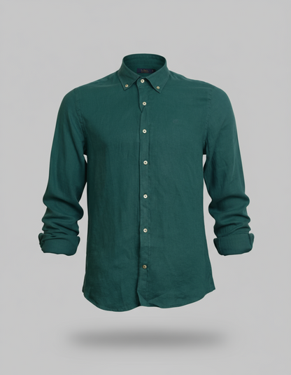 Buffon Linen Long Sleeve Shirt - Petrol Green