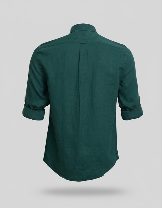 Buffon Linen Long Sleeve Shirt - Petrol Green