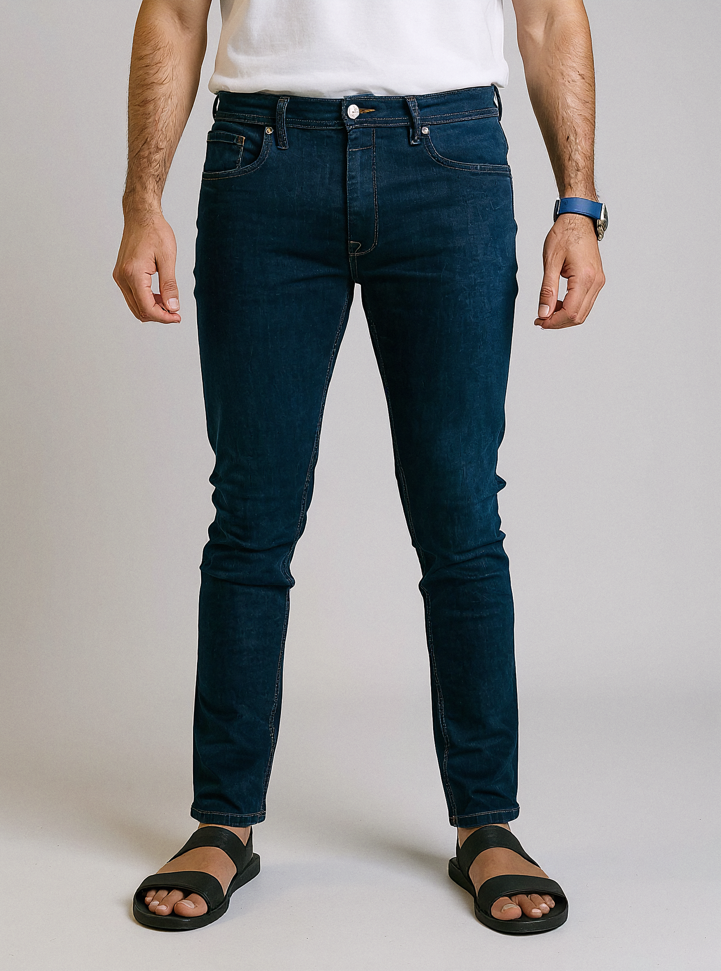 CLN Men’s Skinny Slim Fit Dark Blue Jeans