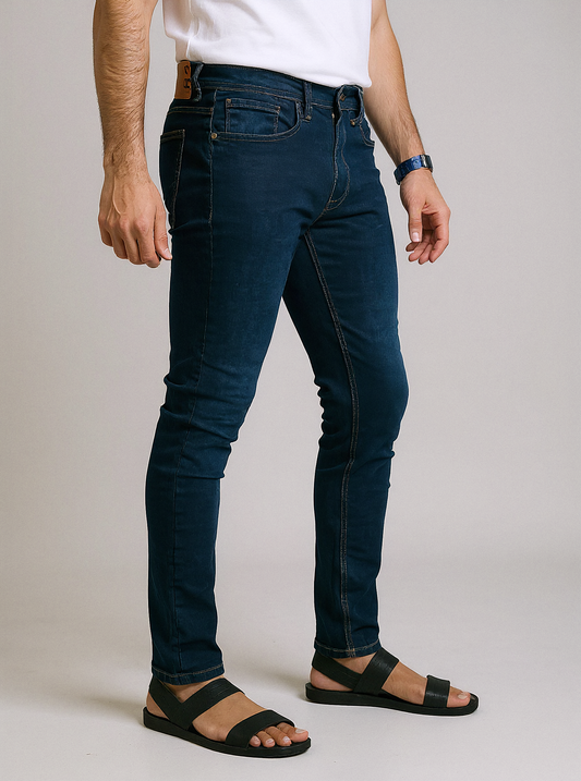 CLN Men’s Skinny Slim Fit Dark Blue Jeans