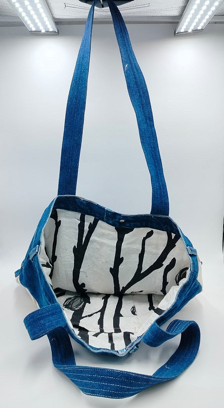 Denim Bag With Printed Patch