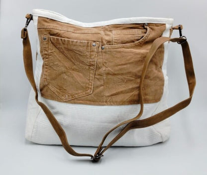 Denim Bag Made from 2 Different Corduroy Pants