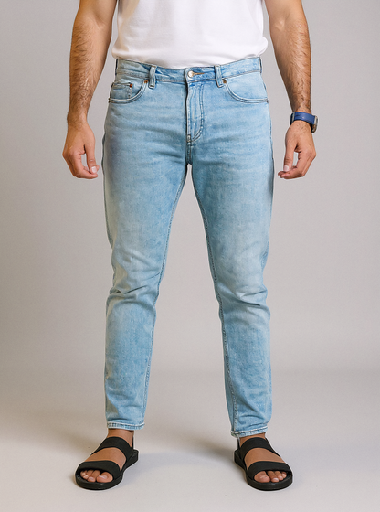 PNB Men’s Slim Fit Washed Light Blue Jeans