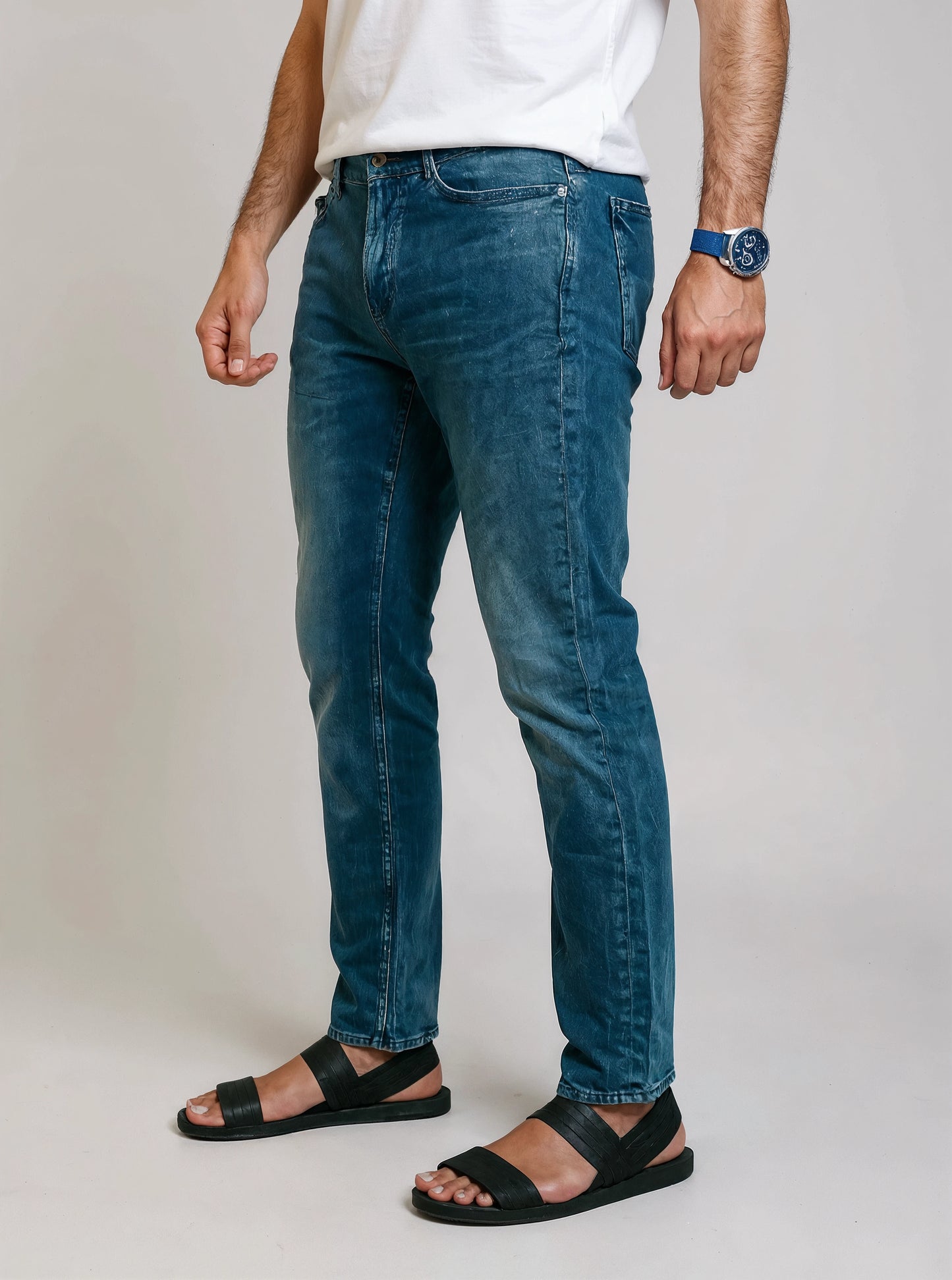 PNB Men’s Slim Fit Washed Blue Jeans