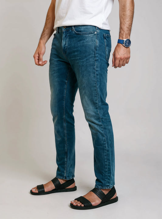 PNB Men’s Slim Fit Washed Blue Jeans