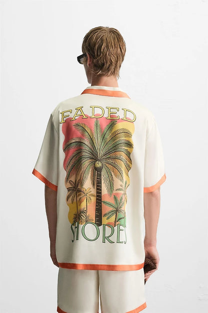 Contrast Stripe Satin Shirt