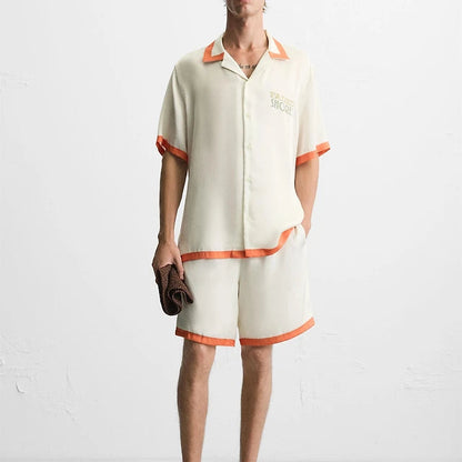 Contrast Stripe Satin Shirt